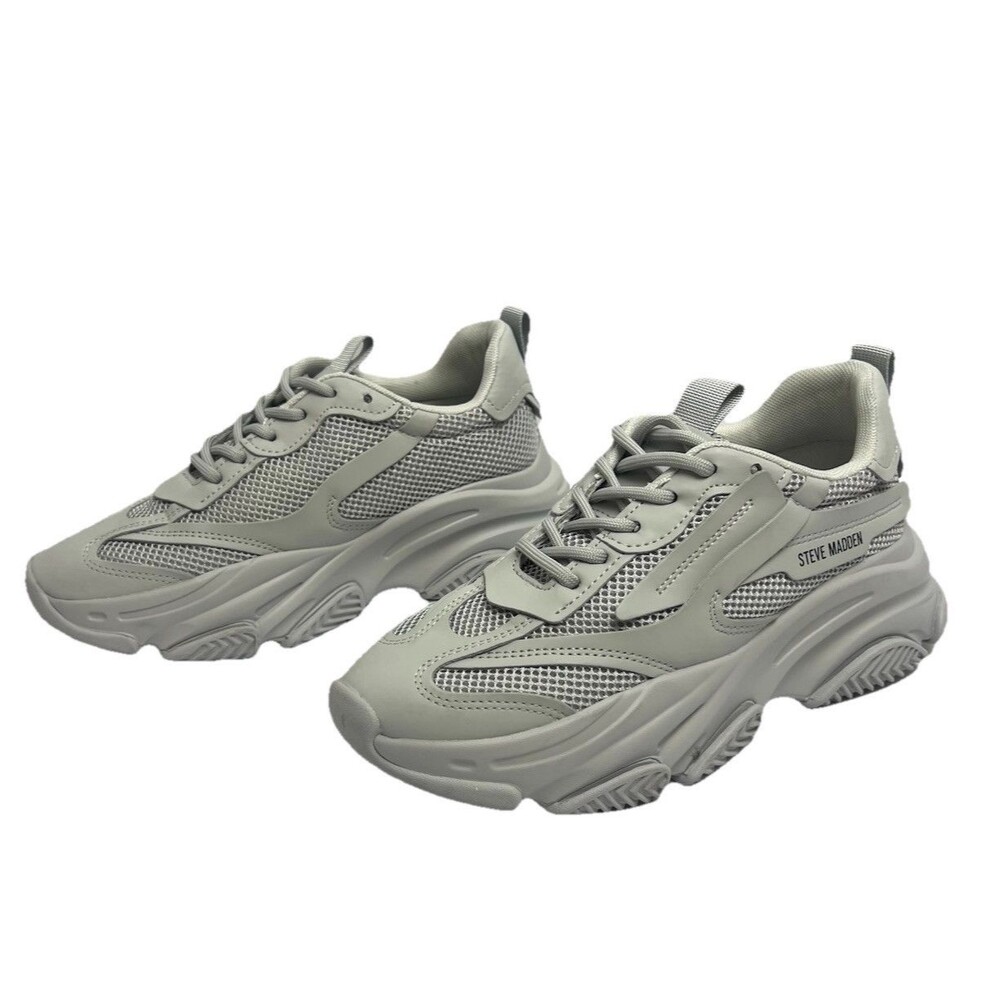 Steve Madden Possession Sneakers Women's 9 M Gray Athletic Chunky Platform Y2K